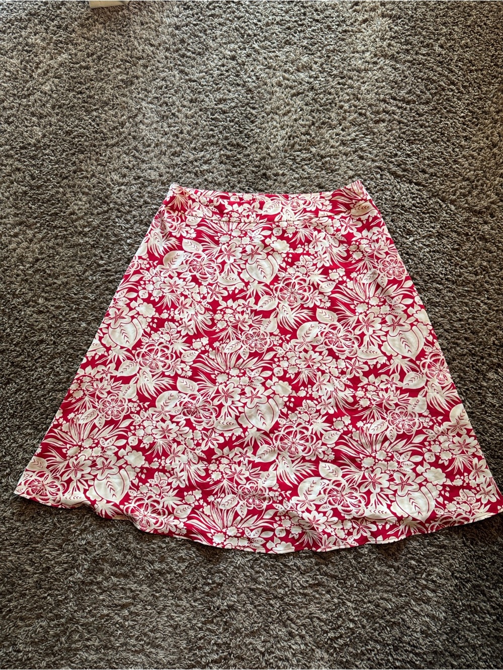 Sag Harbor Red and Cream Midi Skirt 14